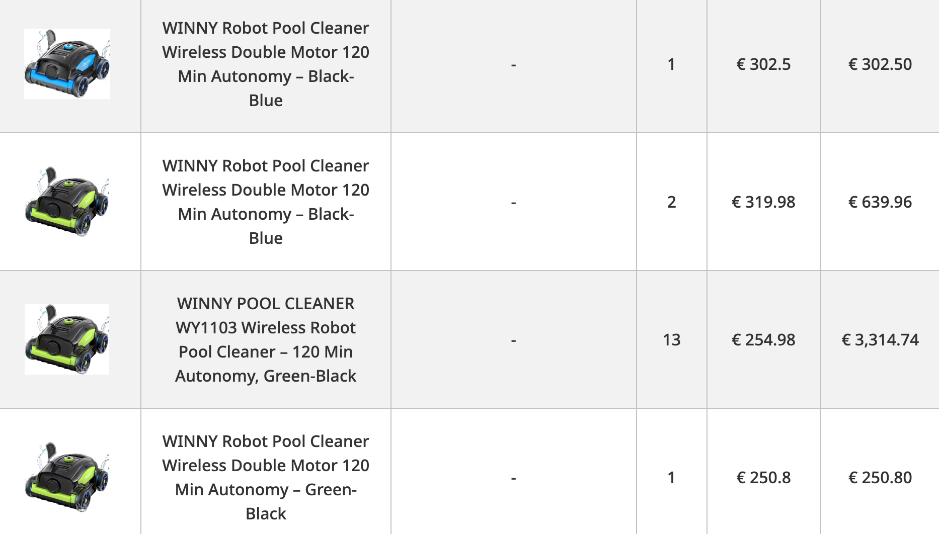 Paletė baseino robotų siurblių