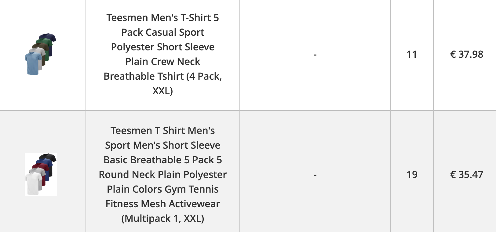 Paletė vyriškų marškinėlių komplektų