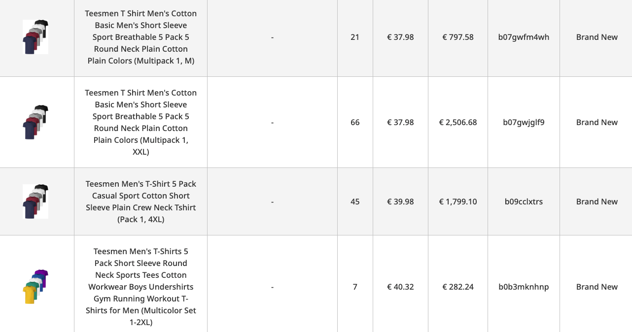 Paletė vyriškų marškinėlių komplektų